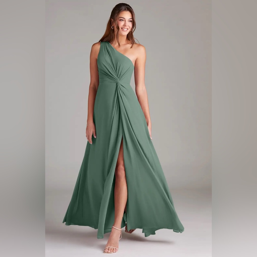 Azazie 'Brooke' One-Shoulder Dress in Eucalyptus Colour (Sage Green) US 16